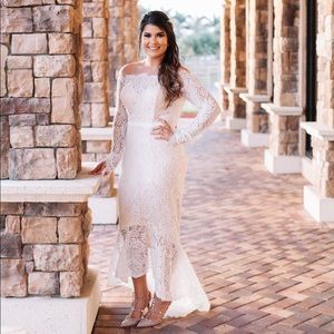 Marchesa white lace dress